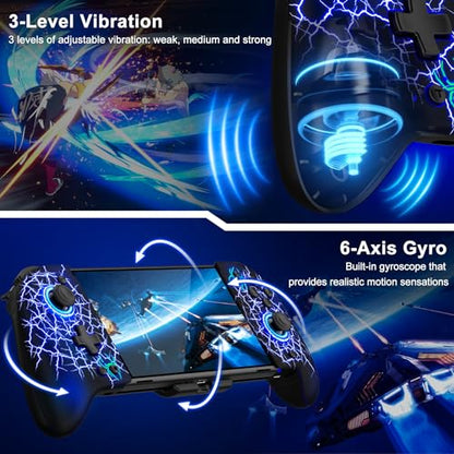 Gammeefy Switch Controller – Hall Effect Joysticks & Enhanced Grip – One Piece Switch Joypad Replacement Switch Pro Controller with 8-Color RGB Lighting, Turbo, Macros - Spider Web, 6.2"/7" - color: Spider Web, size: 6.2"/7"
