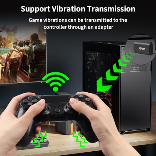 Ralan Bluetooth Controller Wireless Adapter for PS4/PS5/PS5 Edge, Compatible with Switch/Switch Lite/Windows PC/Android TV Box/Steam (Include Type-c OTG Connector)