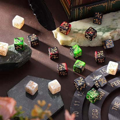 Sumind 48 Pcs Counter Dice -1/+1 Counters Ability Keyword Counters Buff Tokens 6 Sided Dice Gifts Compatible with CCG TCG Cards Gaming Accessory (Black Jade & Pearl) - style: Black Jade & Pearl