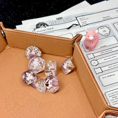 Sage's Portal Animal Familiars Resin DND Dice Set Polyhedral Dice Set for Dungeons and Dragons RPG Pathfinder Tabletop TTRPG (Llama+ Figurine) - color: Llama + Mini Figure, style: Dice Set +Mini Figure