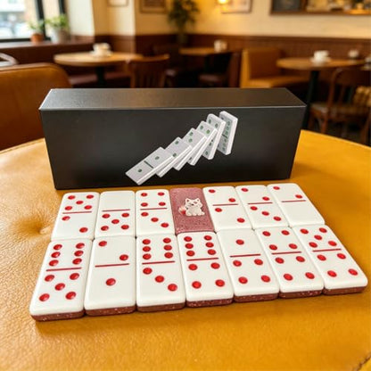Premium Double 6 Dominoes Set 28 Tiles for Adults,Domino Board Games with Case for for Birthdays, Holidays and Special Occasions (Dominoes-Pink-Fox) - style: Dominoes-Pink-Fox
