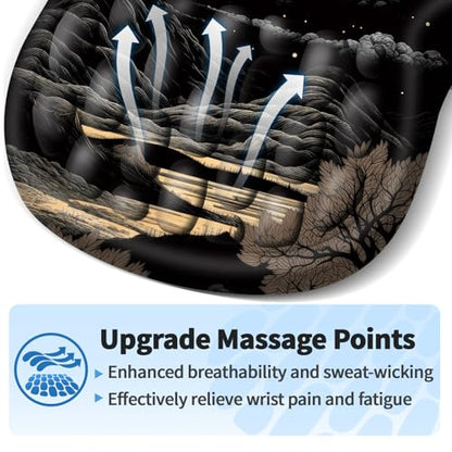 YIWEI Ergonomic Mouse Pad with Wrist Rest for Carpal Tunnel Pain Relief | Memory Foam Wrist Support,Non-Slip Rubber Base, Keyboard Computer Mousepad,Lycra Cloth Surface,Gaming Home Office - color: Moon