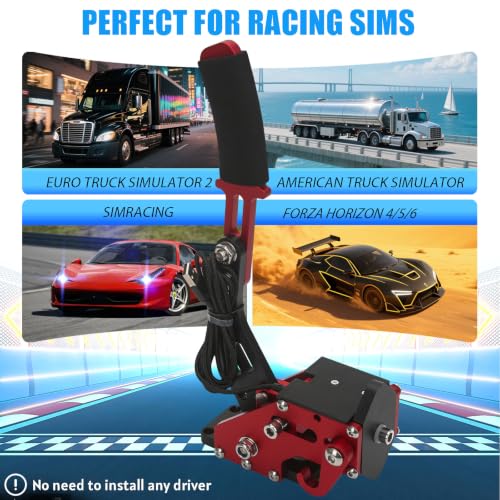 RYLNOK 64bit PC USB Handbrake Upgrade Sim Racing Gamges Handbrake For Logitech G25 G27 G29 G920 T500 T300 2m Nylon Wire Reinforced Spring Red And Clamp Simulate [windows] - color: Red