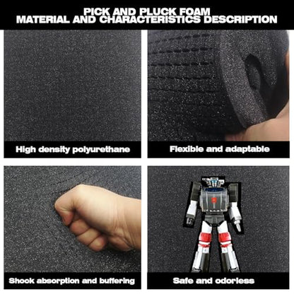KYHSOM 4 Pack Pick and Pluck Foam 16x12x2 Inch - Pre-Cubed Cell Polyurethane Sheets for Tool Box, Camera, Craft and Protective Case Liner Organizer