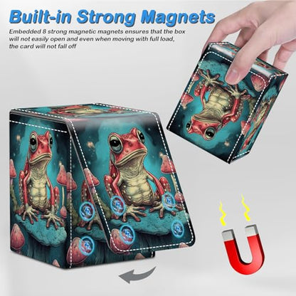 Card Deck Box for MTG Commander Trading Cards with Magnetic Closure,Premium Card Storage Box Case Cover for MTG TCG CCG Magic Cards,Frog Mushroom Weed