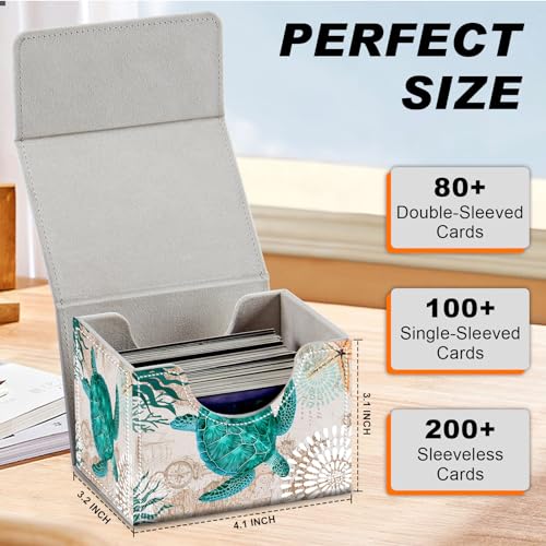 Magnetic Closure TCG Deck Box Portable Card Holder Trading Card Deck Box | PU Leather Collectible Card Case Game Trading Card Deck Box Storage Scratch Resistant Lining, Green Turtle - color: Green Turtle
