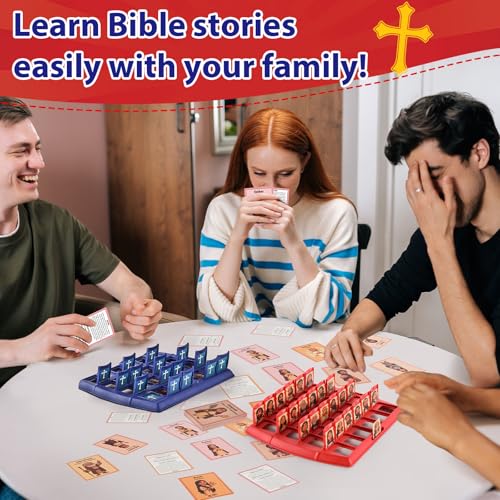 Guess Bible Game Who Am I Classic 24 Bible Holy Characters with Life Story & Verse Cards Christian Board Game Trivia Study Supplies for Church Sunday School Family Youth Group Catholic Gift