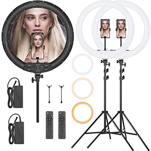 AMBITFUL 21-inch LED Ring Light, 50W 416 Beads, 3000K-6000K Adjustable Color Temperature, with Light Stand for Live Streaming, YouTube Videos, Photography, Smartphone/SLR Camera (2 Pack) - color: 21 inch