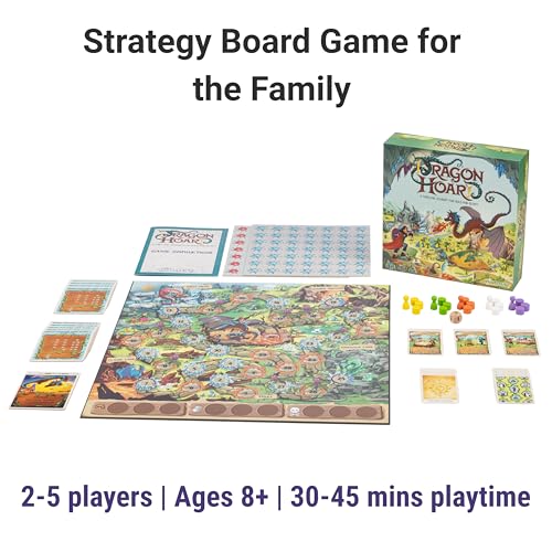 Dragon Hoard Board Game, Fantasy Adventure for Kids and Family, Fight Dragons to Win Gold, Fun and Easy Strategy, Semi-cooperative gameplay, Ideal for Family Game Nights, Ages 8+, 30 mins, 2-5 Players