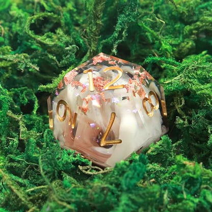 Haxtec Sharp Edge Dice Set Resin DND Dice Set Glitter Clear Polyhedral D&D Dice Compatible with Dungeons and Dragons Star Dust - color: Rosegold White