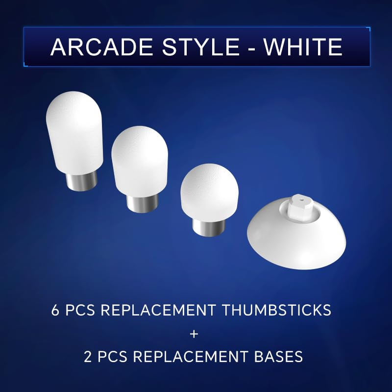 ZD Gaming C-Type Thumb Grip Replacement Kit, Standard/FPS/Arcade Joystick Caps with Replacement Bases, Non-Slip, Compatible with Xbox Series/Astro C40/8BitDo Controllers, Enhanced Precision for E-Sports Gaming & All Game Modes (Arcade Style) (White) - col