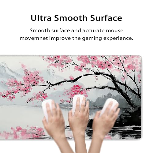 31.5”x11.8”Large Gaming Mouse Pad for Desk, Mouse Mat with Seamed Edges, Waterproof Desk Pad, Non-Slip Rubber Base, Keyboard Pad Computer Mat, Big XL Mousepad-japannese Landscape Painting - color: Japannese Landscape Painting