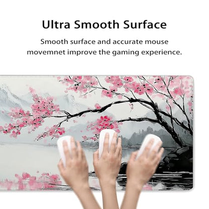 31.5”x11.8”Large Gaming Mouse Pad for Desk, Mouse Mat with Seamed Edges, Waterproof Desk Pad, Non-Slip Rubber Base, Keyboard Pad Computer Mat, Big XL Mousepad-japannese Landscape Painting - color: Japannese Landscape Painting