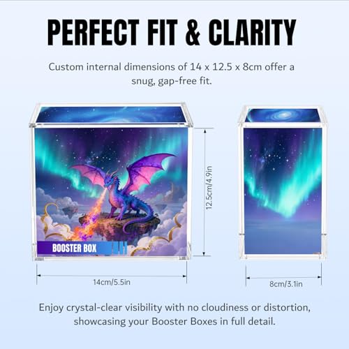 Mcbazel Acrylic Display Case Protector for PKMN Booster Box, 5mm Thick Clear Magnetic Case Holder with UV Protection Compatible with PKMN Booster Boxes (Not for Japanese Booster Boxes)