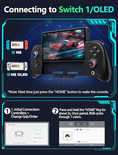 Wireless Switch Controller for Nintendo Switch/OLED,Hall Effect One-Piece Joypad Replacement for Pro Controller with Turbo/4 Looping Macro Buttons/Wake Up/9 colors RGB,Includes 4 game card slots handheld controller - color: Black