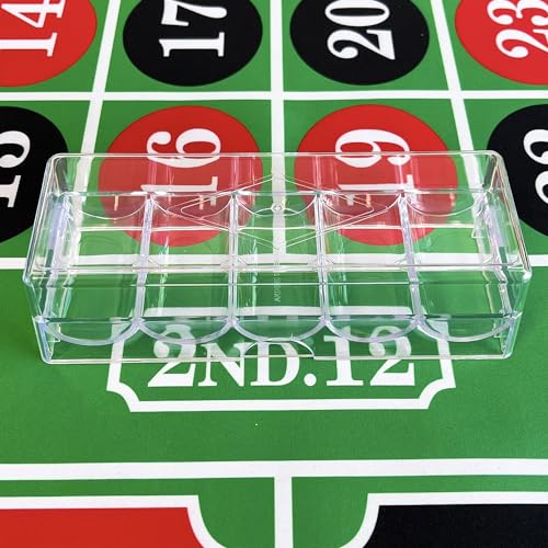 SEETOOOGAMES Poker Chip Tray Rack - Clear Acrylic Casino Chip Holder with lid - Chips Storage Display Case for Texas Hold'em, Blackjack, Gambling, Poker Clubs, Parties or Home Casino Nights - 5 Pack - style: 5pieces-with lids