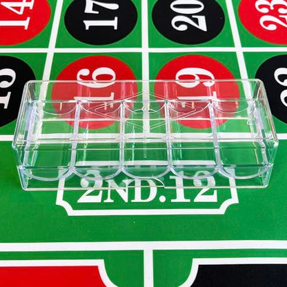 SEETOOOGAMES Poker Chip Tray Rack - Clear Acrylic Casino Chip Holder with lid - Chips Storage Display Case for Texas Hold'em, Blackjack, Gambling, Poker Clubs, Parties or Home Casino Nights - 5 Pack - style: 5pieces-with lids
