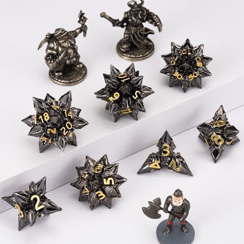 DND Dice Set Metal,Polyhedral D&D Metallic Heterotypic D and D Dice with Cracks for Dungeons and Dragons RPG TTRPG 7-Die Set with Gift (Heterotypic, Heterotypic-Black Nickel) - color: Heterotypic-black Nickel, style: Heterotypic