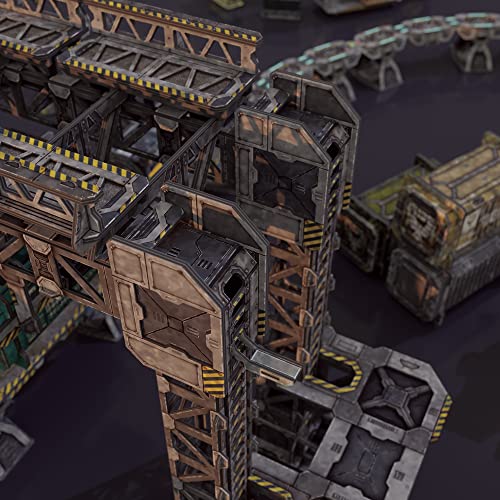 TinkerTurf Sci-Fi Terrain: MagLev Depot v2, Neutral Theme, Sturdy, Affordable, Great-Looking Full-Color Terrain, Quick and Easy to Assemble, Virtually Limitless Setups - style: Neutral