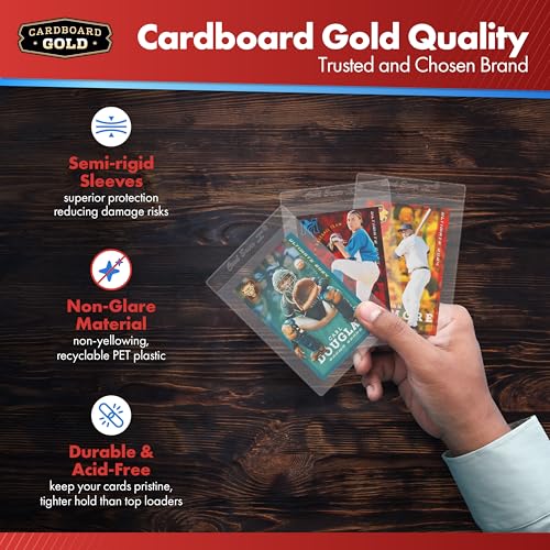 Cardboard Gold Card Saver 1 w/Sleeves - Semi Rigid Holders - 200 Count | PSA BGS SGC Grading Submissions, Acid-Free Polypropylene Protectors, Includes Bonus Sleeves, Binder Storage Compatible - size: 200 Card Savers, style: With Sleeves