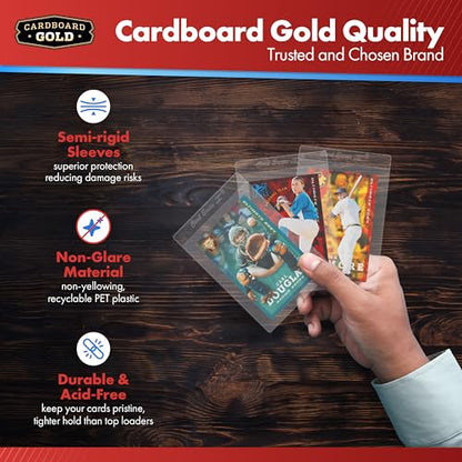 Cardboard Gold Card Saver 1 w/Sleeves - Semi Rigid Holders - 200 Count | PSA BGS SGC Grading Submissions, Acid-Free Polypropylene Protectors, Includes Bonus Sleeves, Binder Storage Compatible - size: 200 Card Savers, style: With Sleeves