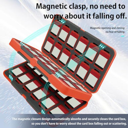 ONETIAOLONG Switch Game Case Holder for Switch 2 & OLED & Lite with 48 Cartridge Slots and 96 Micro SD Card Storage with Magnetic Closure,Protective Hard Shell and Soft Lining for Easy carrying - color: Red, style: 48-slots