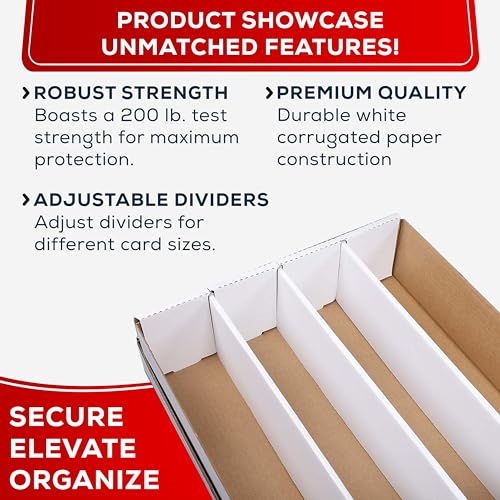 Collector's First Pick Premium 3200 Count Storage Box 4 Row Monster - 200 Pound Test Strength - Trading Card Cardboard Box For Football, Basketball, Baseball & Gaming Cards - 1 Box - MADE IN THE USA