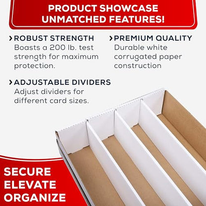 Collector's First Pick Premium 3200 Count Storage Box 4 Row Monster - 200 Pound Test Strength - Trading Card Cardboard Box For Football, Basketball, Baseball & Gaming Cards - 1 Box - MADE IN THE USA