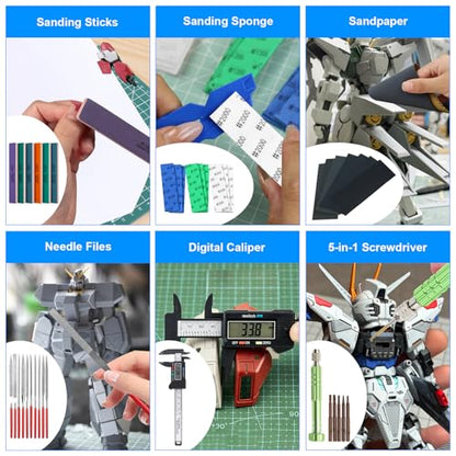 Gundam Tool Kit, 250 Pcs Professional Model Tool Kit for Gundam, Modeling Tools for Models with Decals Sticker Operated Box, Model Building Tools Hobby Tools Craft Set for Repairing Fixing Painting - color: 250 Pcs