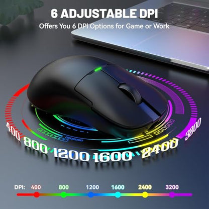 ATTACK SHARK x Ajazz AJ159P Gaming Mouse with Magnetic RGB Charging Dock,2.4G Wireless Gaming Mouse PAW3395 Sensor 26K DPI,1K Polling,6 Programmable Buttons,Ergonomic Computer Mice USB3.0 for PC/MAC - color: AJ159P Black