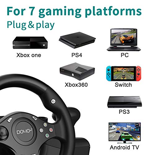 DOYO Steering Wheel with Pedals for PC/Xbox/PS4/Switch – 270° Racing Wheel, Gaming Steering Wheel with Gear Shifter, Dual Vibration, Clamp Mount, Driving Simulator for Sim Racing