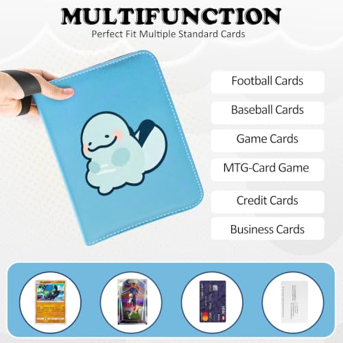 4 Pockets Trading Card Binder, 400 Card Holders with 50 Removable Sleeves, Portable Card Binder Album with zipper, Card holder Book for Game, Sport Collection (Light blue) - color: Light blue