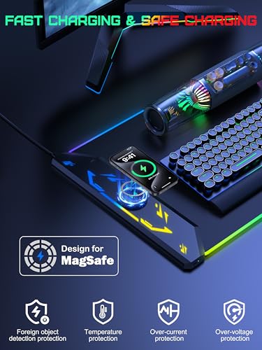 TopMade Wireless Charging Mouse Pad, RGB Gaming Mousepad, 35.4" x 15.8" Extra Large Waterproof Keyboard Desk Pad, Cool Computer Desk Mat, Black (Includes 20W PD Power Adapter & 6.56ft Woven Cable) - color: RGB Black-35.4"x15.8"-with Adapter