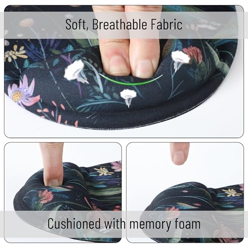 Mr. Pen- Ergonomic Mouse Pad with Wrist Rest, Midnight Bloom Design | Breathable Fabric with Memory Foam Cushion, Non-Slip Rubber Base, Gel Mouse Pad with Wrist Support - color: Midnight Bloom
