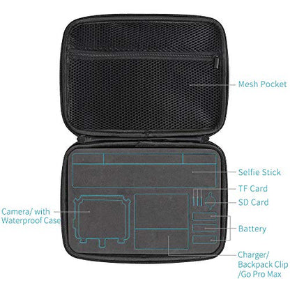 Hard Case for GoPro,Surface-Waterproof Carrying Case Compatible with GoPro Hero 13/12/11/10/9/8/7/(2018)/6/5 Black,DJI Osmo Action,AKASO/Campark and More (Medium) - color: Medium
