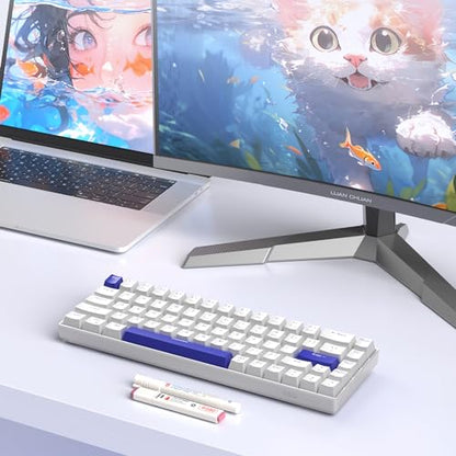 MageGee Portable 60% Mechanical Gaming Keyboard, RGB Backlit Compact 68 Keys Wired Mini Keyboard for Laptop PC Mac, Hot Swappable, Blue Whale Switch - White - color: Klein Blue/Blue Whale Switch