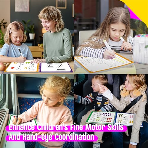 SpriteGru Letter & Number Tracing Pad, 30 Pages Alphabet ABC and 123 Handwriting Book, Reusable & Erasable Pen Control Practice Montessori Autism Educational Fine Motor Toddler Learning Toys - style: Letter & Number