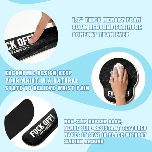 Funny Skeleton Desk Mat Set Gothic Sarcastic Skull Halloween Mouse Pad with Wrist Rest 4in1 Desk Mat for Desktop Ergonomic Keyboard Wrist Support Anti-Slip Computer Mouse Pad Home Office Gaming - color: Funny Skeleton