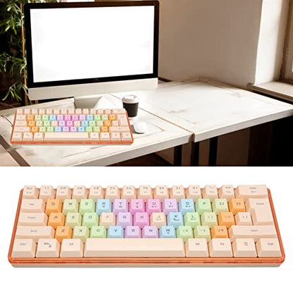61 Keys Mechanical Gaming Keyboard RGB Backlit Compact 60 Percent Wired Keyboard with Colorful Keycaps for PC, Office Amp,Gaming Portable Mini Keyboard with Optical Switches (Apricot) - color: Apricot