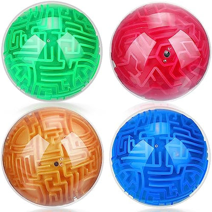 Sumind 4 Pcs 3D Puzzle Maze Ball Magic Brain Teasers Games Memory Sequential Maze Cube Ball Sphere Educational Puzzle for Adult Hard Challenges(Blue, Green, Rose Red, Gold) - color: Blue, Green, Rose Red, Gold