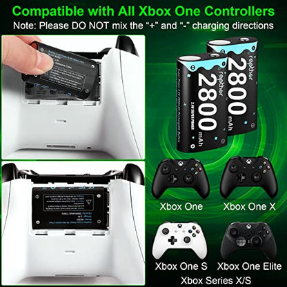 Rapthor 2-Pack 2800mAh Rechargeable Controller Battery Pack for Xbox
