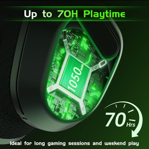 Gvyugke Wireless Gaming Headset for Xbox Series X/S, Xbox One, PS5, PC, Bluetooth 6.0 Gaming Headphones with Flip-to-Mute Noise-Canceling Mic, 70-Hour Playtime, Foldable, 3D Surround Sound - Black - color: Black