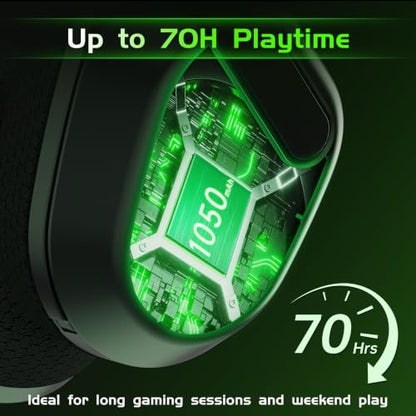 Gvyugke Wireless Gaming Headset for Xbox Series X/S, Xbox One, PS5, PC, Bluetooth 6.0 Gaming Headphones with Flip-to-Mute Noise-Canceling Mic, 70-Hour Playtime, Foldable, 3D Surround Sound - Black - color: Black