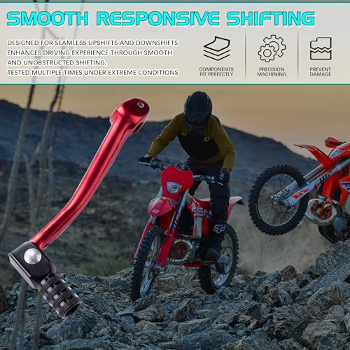 CNC Aluminum 2" Folding Gear Shifter Shift Lever Compatible with Honda XR50 CRF50 XR CRF 50cc 70cc 90cc 110cc 125cc Dirt Pit Bike (Black Red) - color: Black Red