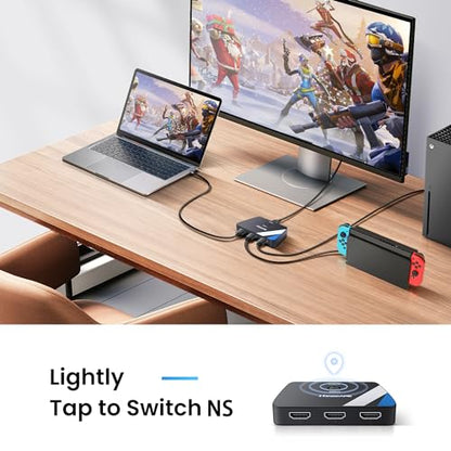 NEWCARE HDMI Switch 3 in 1 Out, 4K@60Hz HDMI Switcher with 2.6FT HDMI Cable | 3-Port HDMI Splitter Selector, HDR, HDCP 2.2, 3D, Compatible with PS5/4, Xbox, Switch 2, Fire TV Stick, HDMI 2.0, Plug & Play