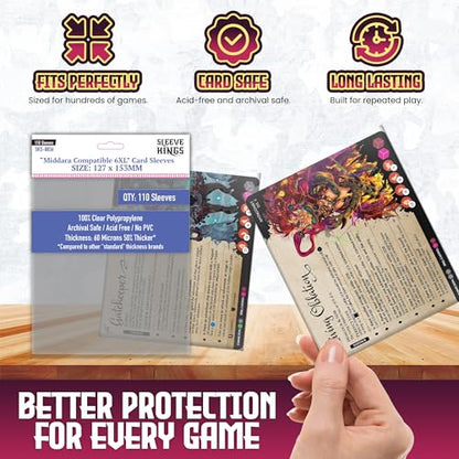 Sleeve Kings Standard Card Sleeves – 110 Count, Clear 60 Micron Thickness, XXL Size (127 x 153 mm), Compatible with Middara & More – SKU: SKS-8836 - size: 127 x 153 mm, style: Middara Compatible 6XL