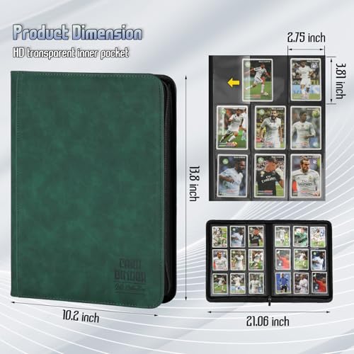 Trading Card Binder, Premium 9 Pocket Double Sided 540 Pocket PU Card Collection Binder, Collectible Trading Card Albums for MTG, TCG, Sport Card, Game Cards (Dark Green) - color: Dark Green