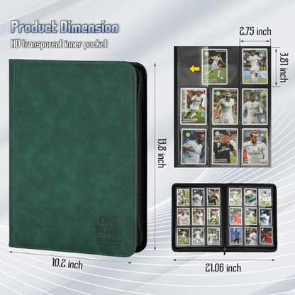 Trading Card Binder, Premium 9 Pocket Double Sided 540 Pocket PU Card Collection Binder, Collectible Trading Card Albums for MTG, TCG, Sport Card, Game Cards (Dark Green) - color: Dark Green