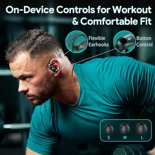 Active Noise Cancelling Ear Buds Wireless Earbuds 80H Playtime Bluetooth Headphones with LED Display Case, Hi-Res Audio Clear Calls Earphones with Over Ear Hooks for Running Gym Workout Travel Black - color: Black