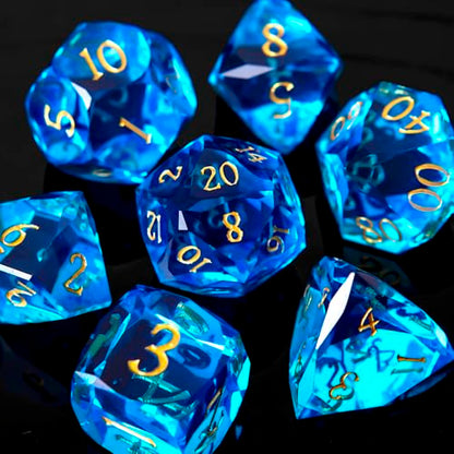 Multifaceted Resin DND Dice Set 7 PCS Polyhedral Role Playing Dice for Dungeons & Dragons, Pathfinder, RPG and Tabletop Games(RED) - color: Multifaceted -Blue
